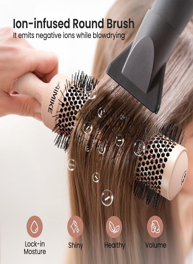 AIMIKE Round Brush for Blow Out, Extra Long Round Hair Brush w/Nano Thermal Ceramic & Ionic Tech, for Blow Drying & Styling, Curling and Shine - Barrel 1.7 inch - Image 5